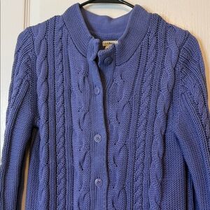 LL Bean The Original Double L Button Front Cardigan Sweater Larkspur Medium